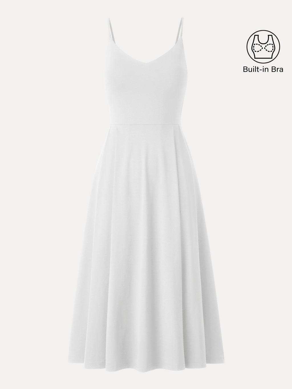 Bamboo Ponte V-neck Fit-and-flare Midi Bra Sundress with Pockets