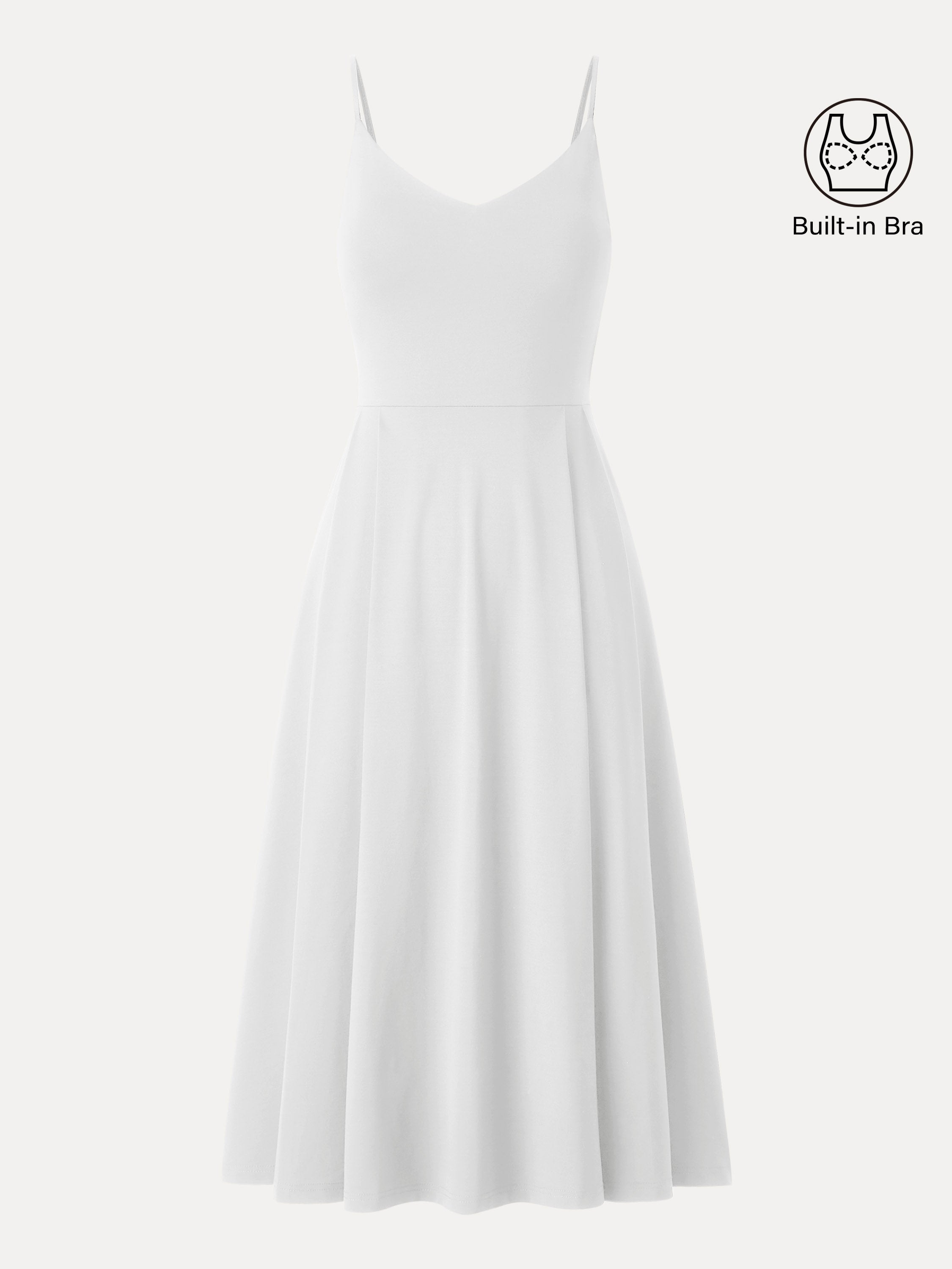 Bamboo Ponte V-neck Fit-and-flare Midi Bra Sundress with Pockets