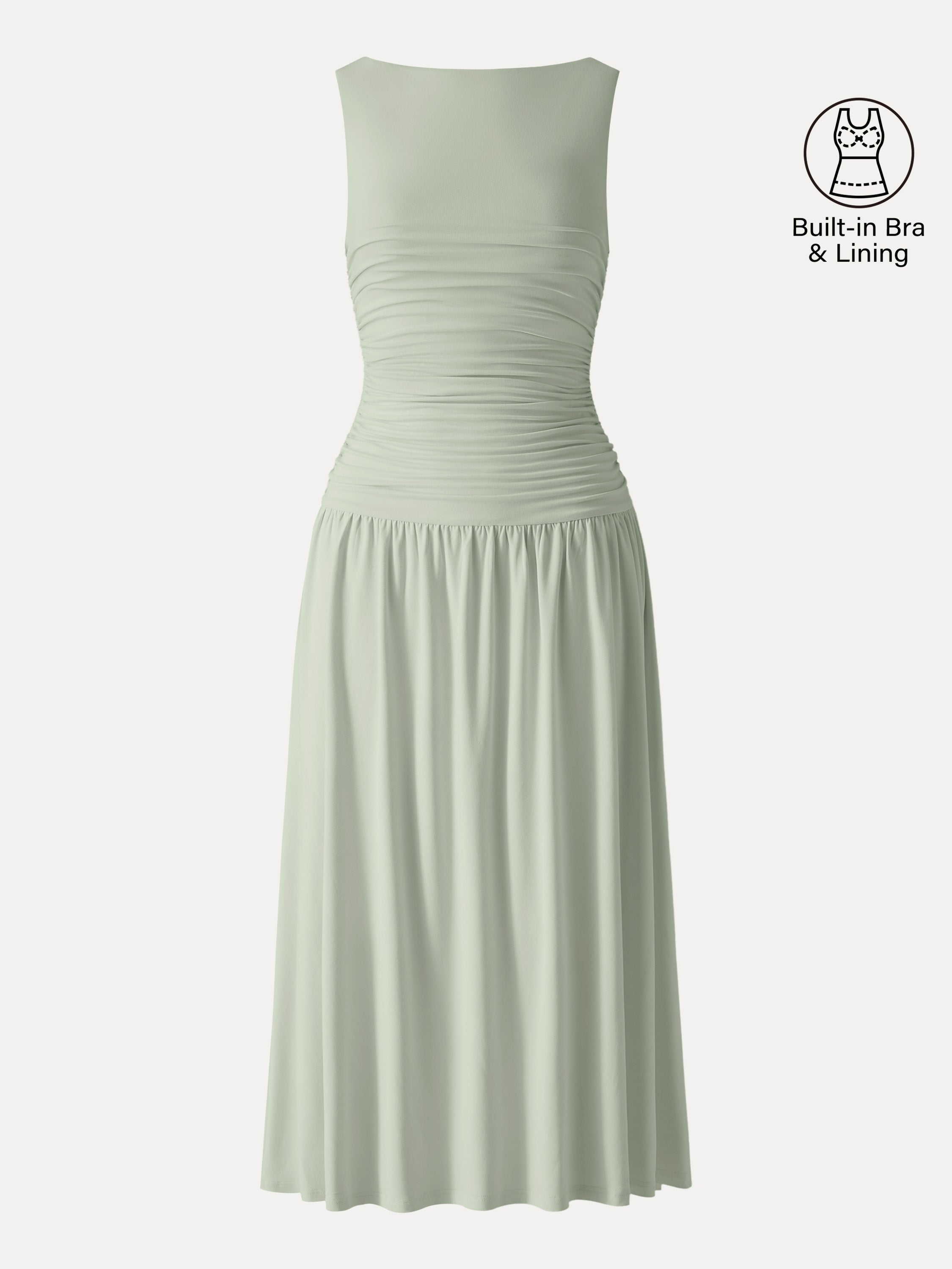 SkinKiss Cooling Boatneck Ruched Midi Bra Dress