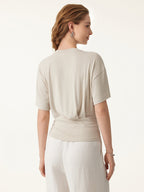 2Pcs Set Crewneck Tucked Tee & Mid Rise Tapered Pant with Pockets