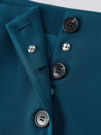 2Pcs Set Square Neck Waistcoat with Pockets & Wide Leg Ankled Pant