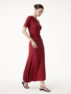 2Pcs Set CoolTouch Short Sleeve Top & Maxi Flared Skirt