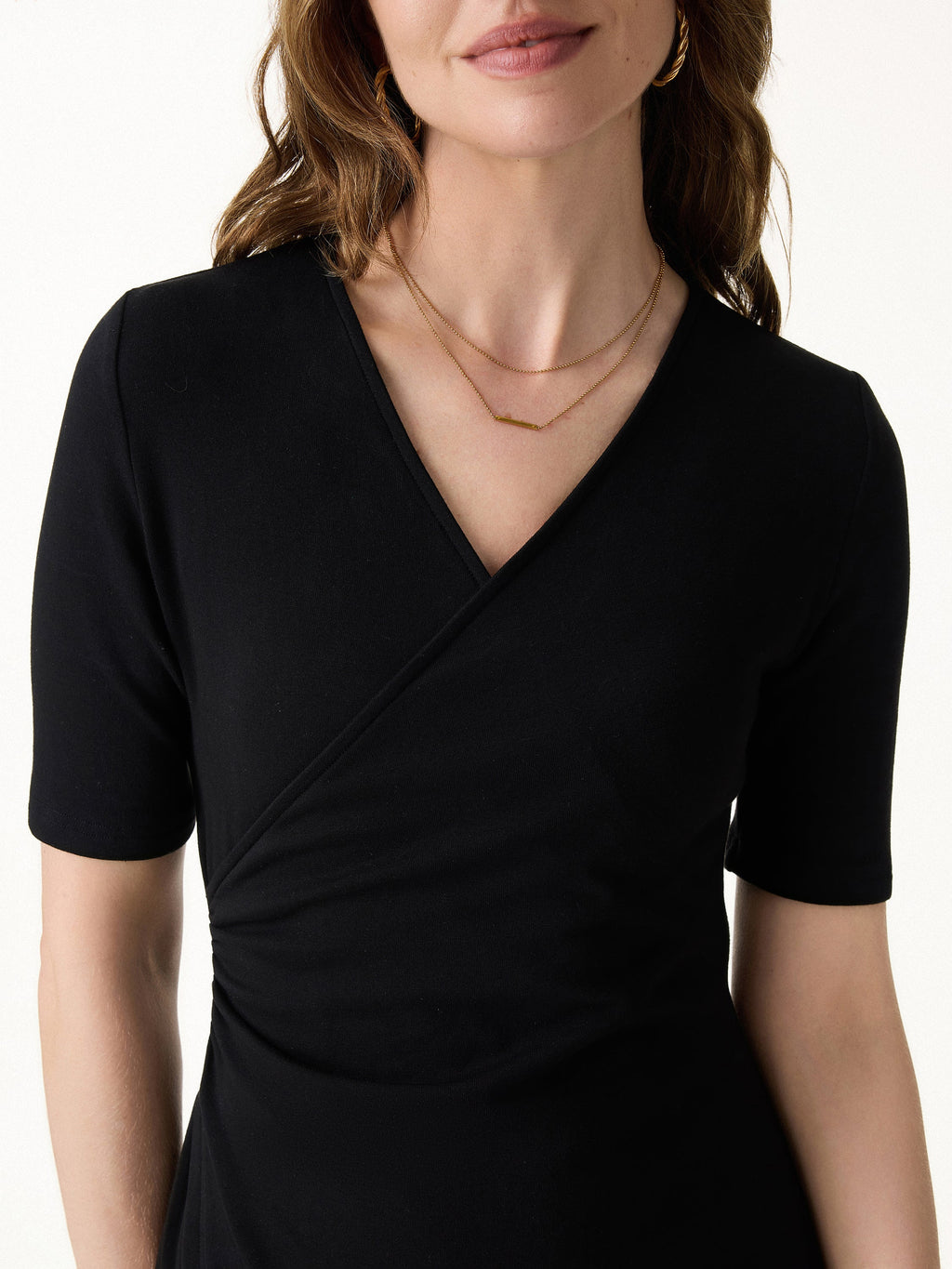 Surplice Ruched Fit-and-Flare Mini Dress