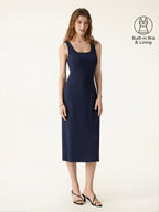 Back Smoothing Bandless Square Neck Midi Bra Dress