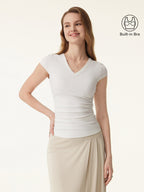 2Pcs Set V-neck Cap Sleeve Bra Tee & Pull-on Mermaid Midi Skirt