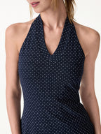 Soft Stretch Cotton Halter Neck Polka Dot Mini Bra Dress Limited Edition