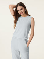 2Pcs Set Crew Neck Top & Flowy Tucked Palazzo Pant with Pockets