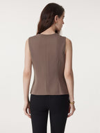 2Pcs Set Waistcoat with Pockets & Wide Leg Pant with Pockets