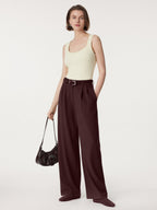 2Pcs Set Waistcoat with Pockets & Wide Leg Pant with Pockets