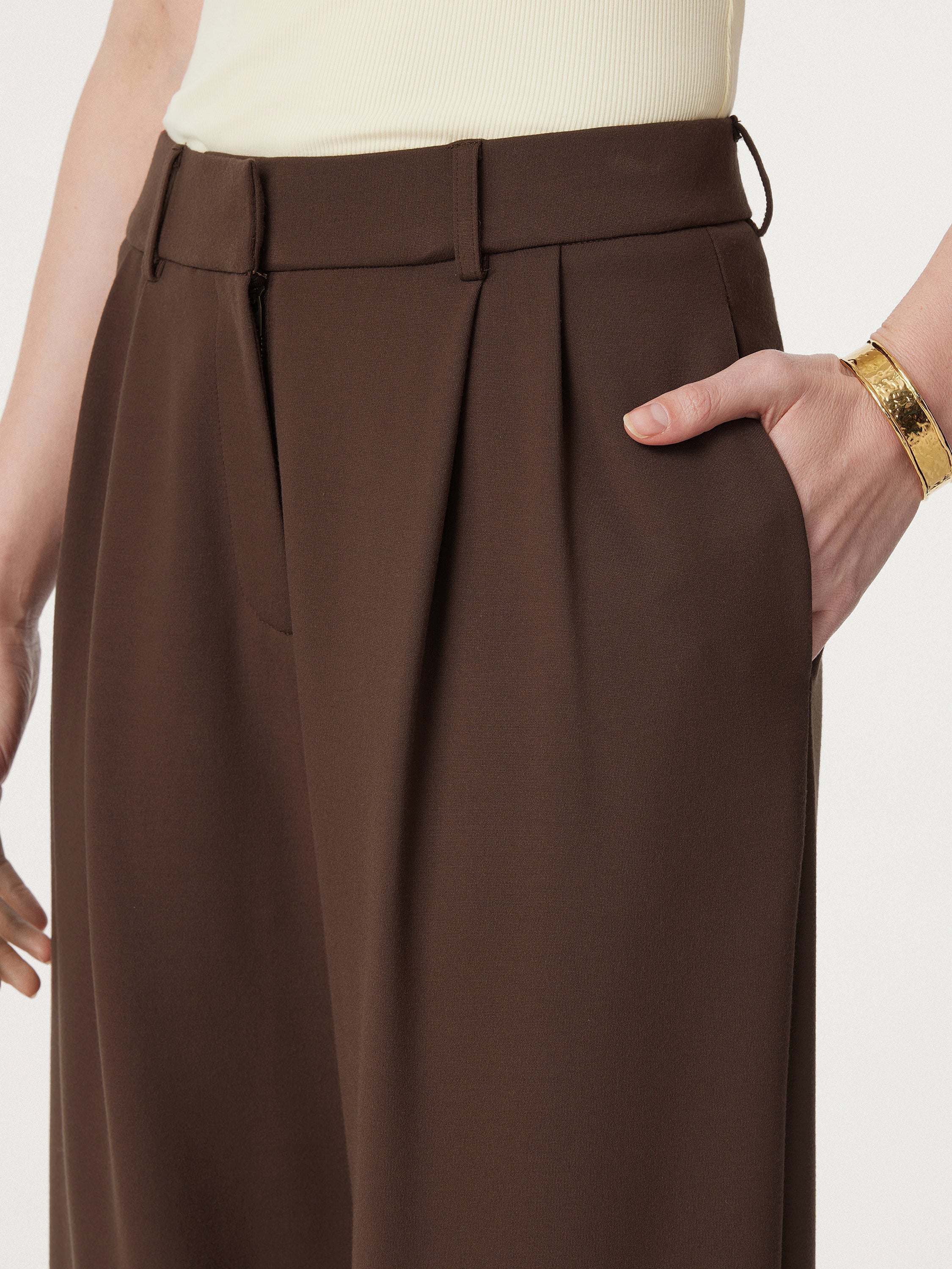2Pcs Set Boatneck Relaxed Top & Wide Leg Pant with Pockets