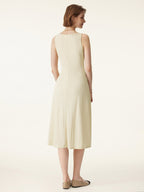 Multi-wear V-neck Button Front Midi Vest Dress