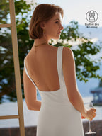 Classy Boatneck Open Back Bandless Midi Bra Dress
