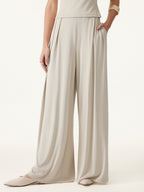 2Pcs Set Boatneck Batwing Sleeve Top & Wide Leg Palazzo Pant with Pockets