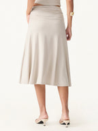 2Pcs Set Surplice V-Neck Bra Top & Side Ruched A-line Midi Skirt