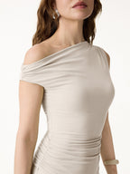 SkinKiss Asymmetrical Ruched Fit-and-Flare Mini Bra Dress