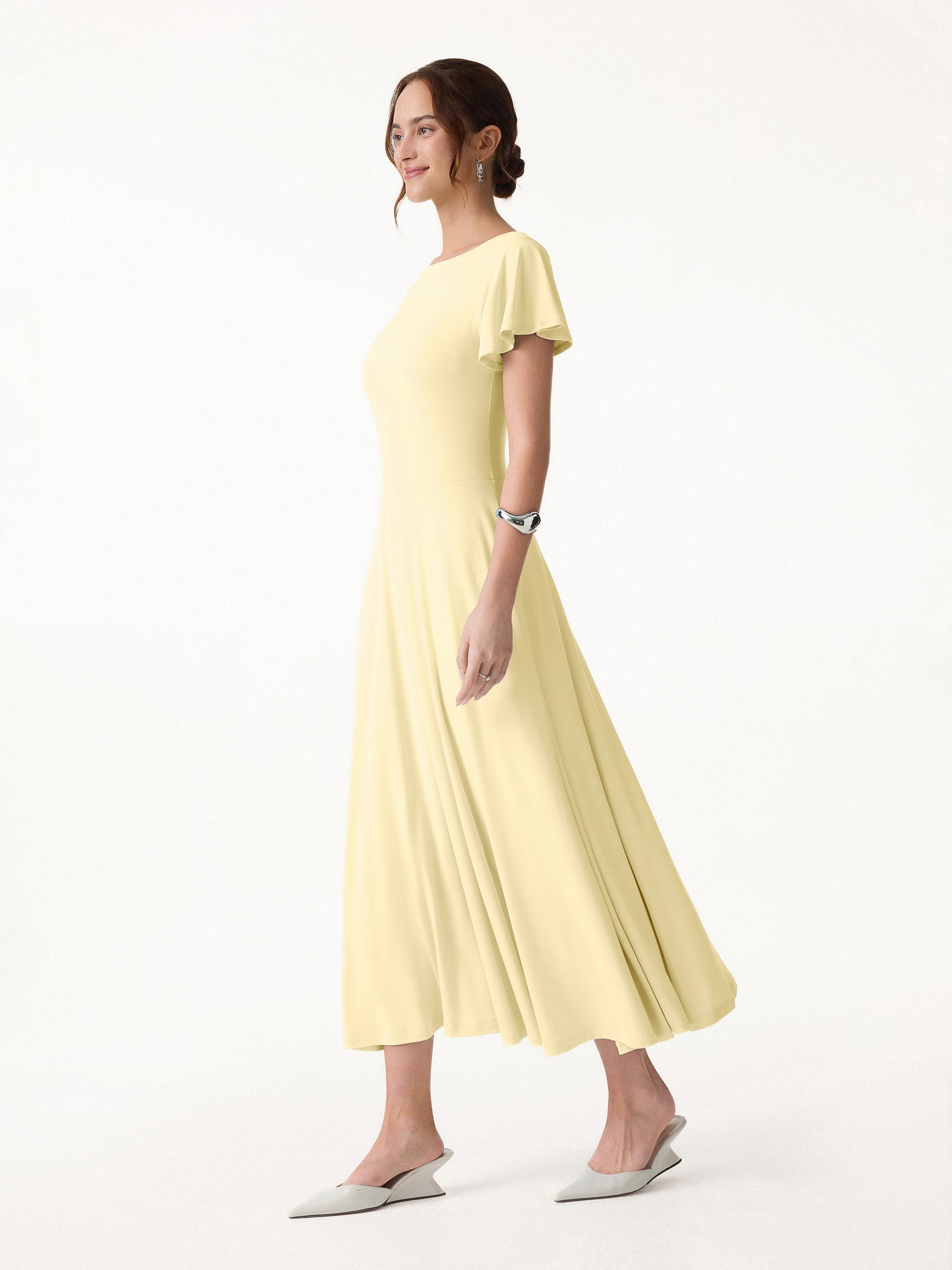 SkinKiss Boatneck Fit-and-Flare Maxi Travel Bra Dress with Pockets