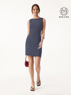 Lyocell-Wool Striped Open Back A-Line Mini Bra Dress