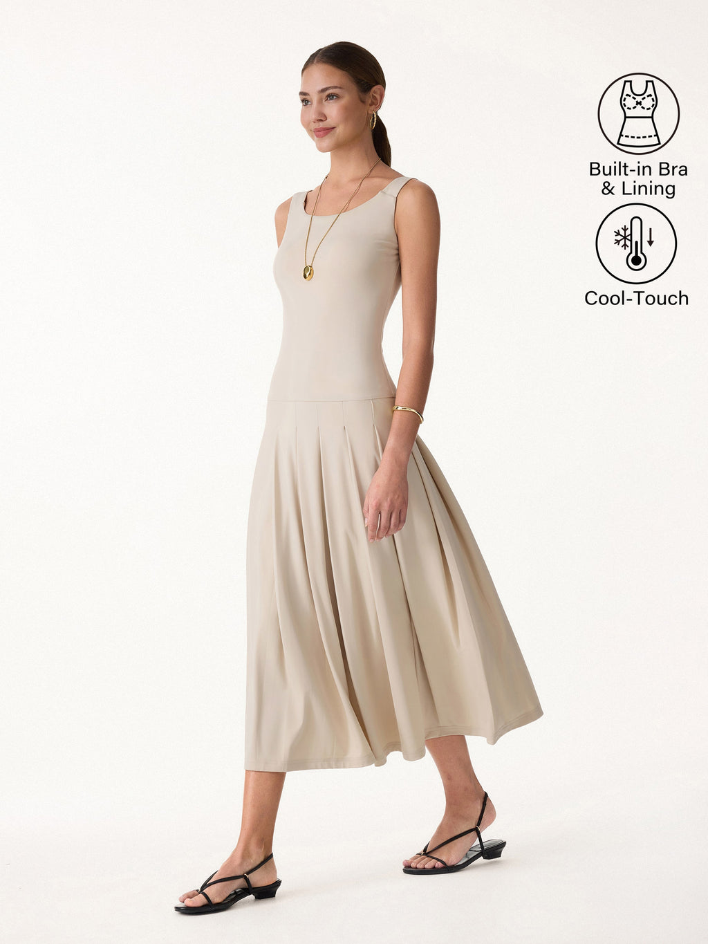 CoolTouch Multi-Wear Pleated Midi Bra Dress