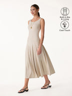 CoolTouch Multi-Wear Pleated Midi Bra Dress