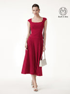 2Pcs Set Square Neck Bra Top & Midi Skirt with Pockets