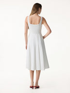 Stretch Cotton Polka Dot Square Neck Midi Bra Dress with Pockets Limited Edition