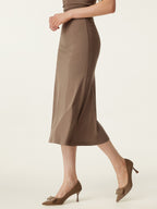 2Pcs Set V-neck Cap Sleeve Bra Tee & Pull-on Mermaid Midi Skirt