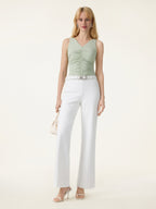 2Pcs Set Cowl Asymmetrical Tucked Top & Wide Leg Pant with Pockets