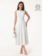 Boatneck Bamboo Ponte Bra Midi Dress with Pockets
