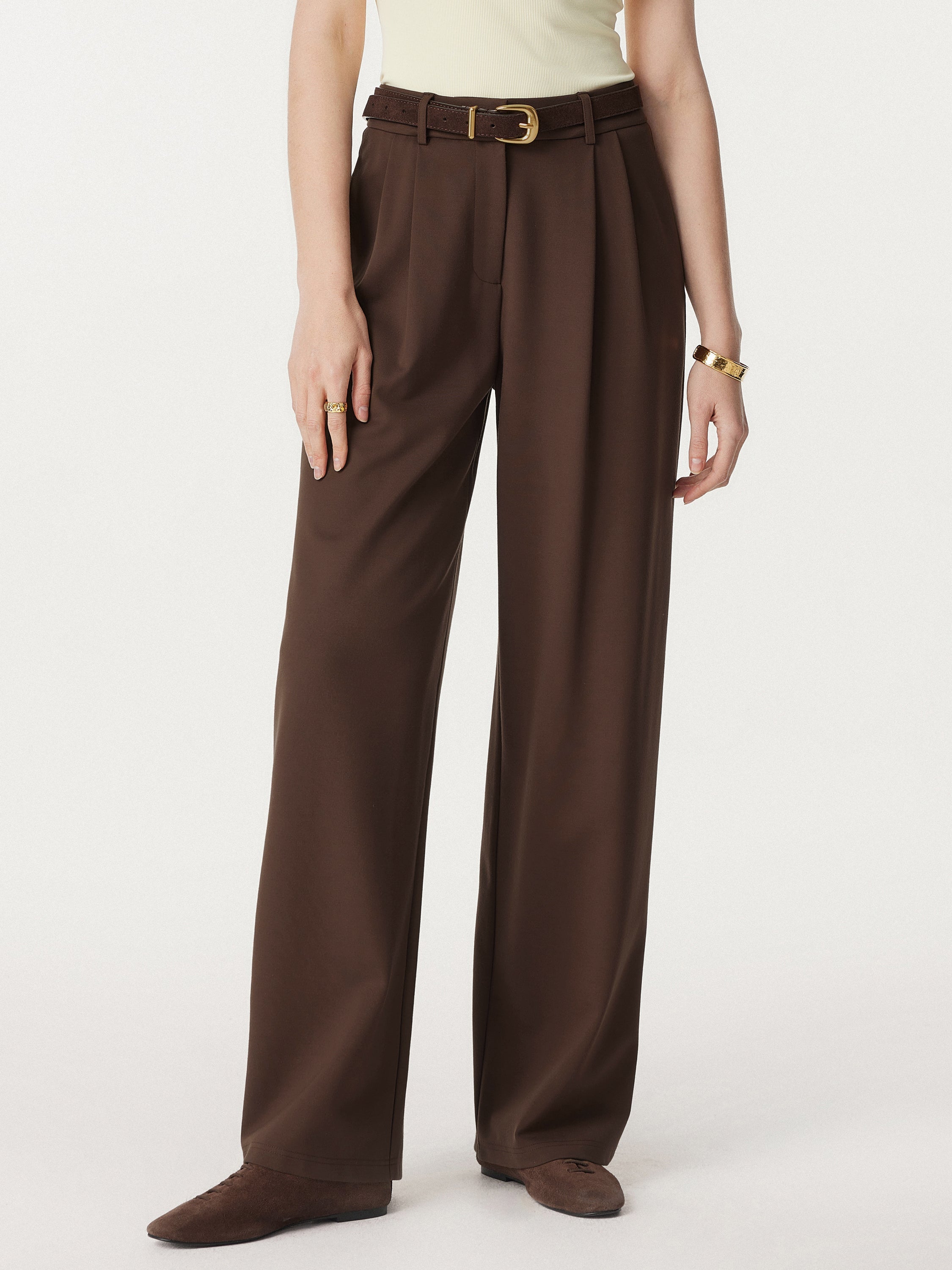 2Pcs Set Boatneck Relaxed Top & Wide Leg Pant with Pockets