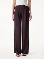 2Pcs Set Tucked Asymmetrical Hem Top & High Rise Wide Leg Pant