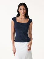 2Pcs Set Square Neck Bra Top & Midi Skirt with Pockets