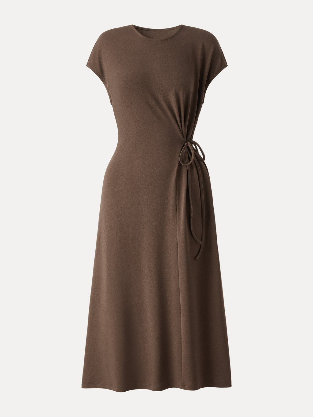 Cotton Lyocell Easy Airy Midi Dress with Self-Tie