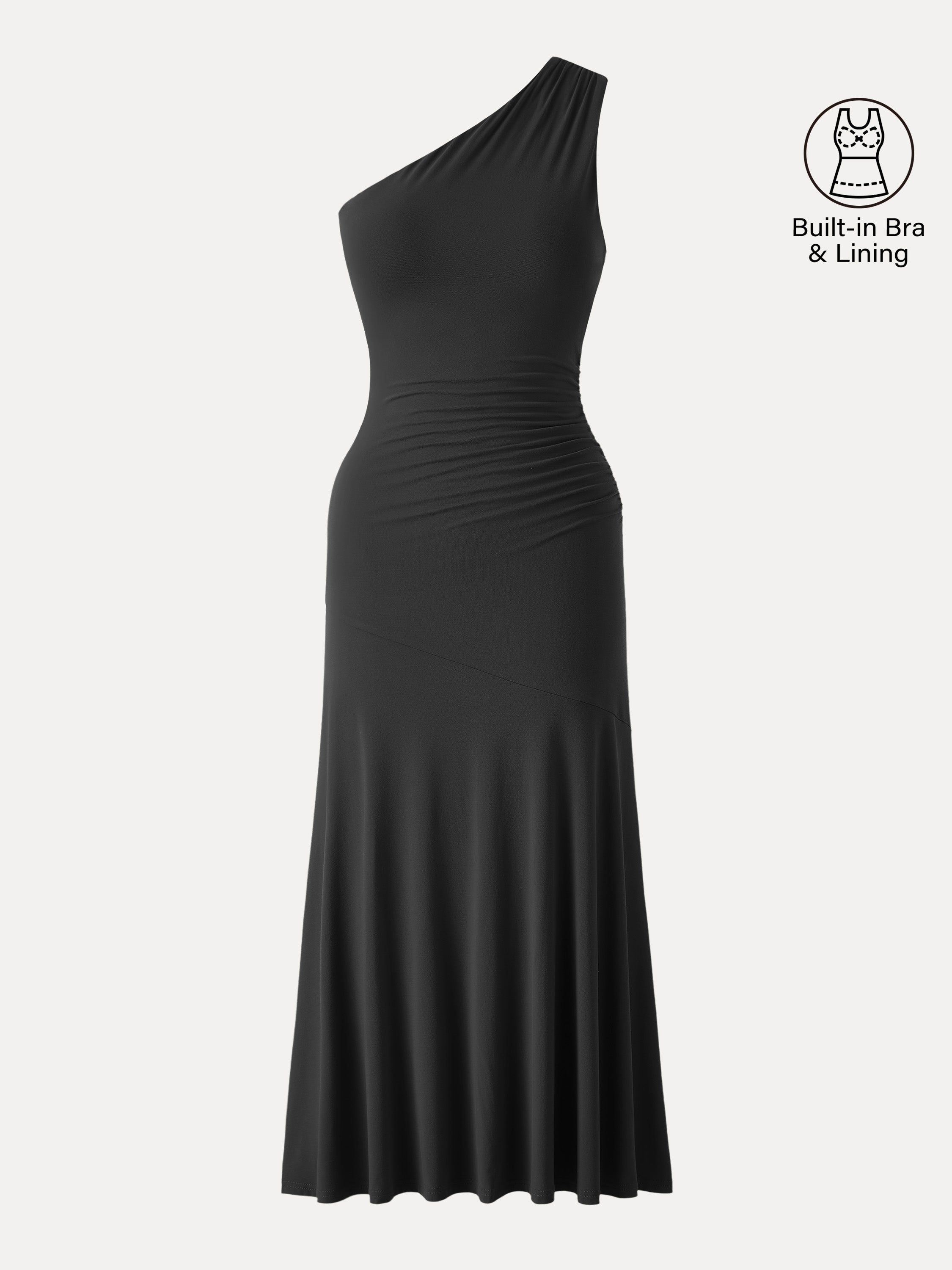 SkinKiss Ruched One Shoulder Maxi Bra Dress