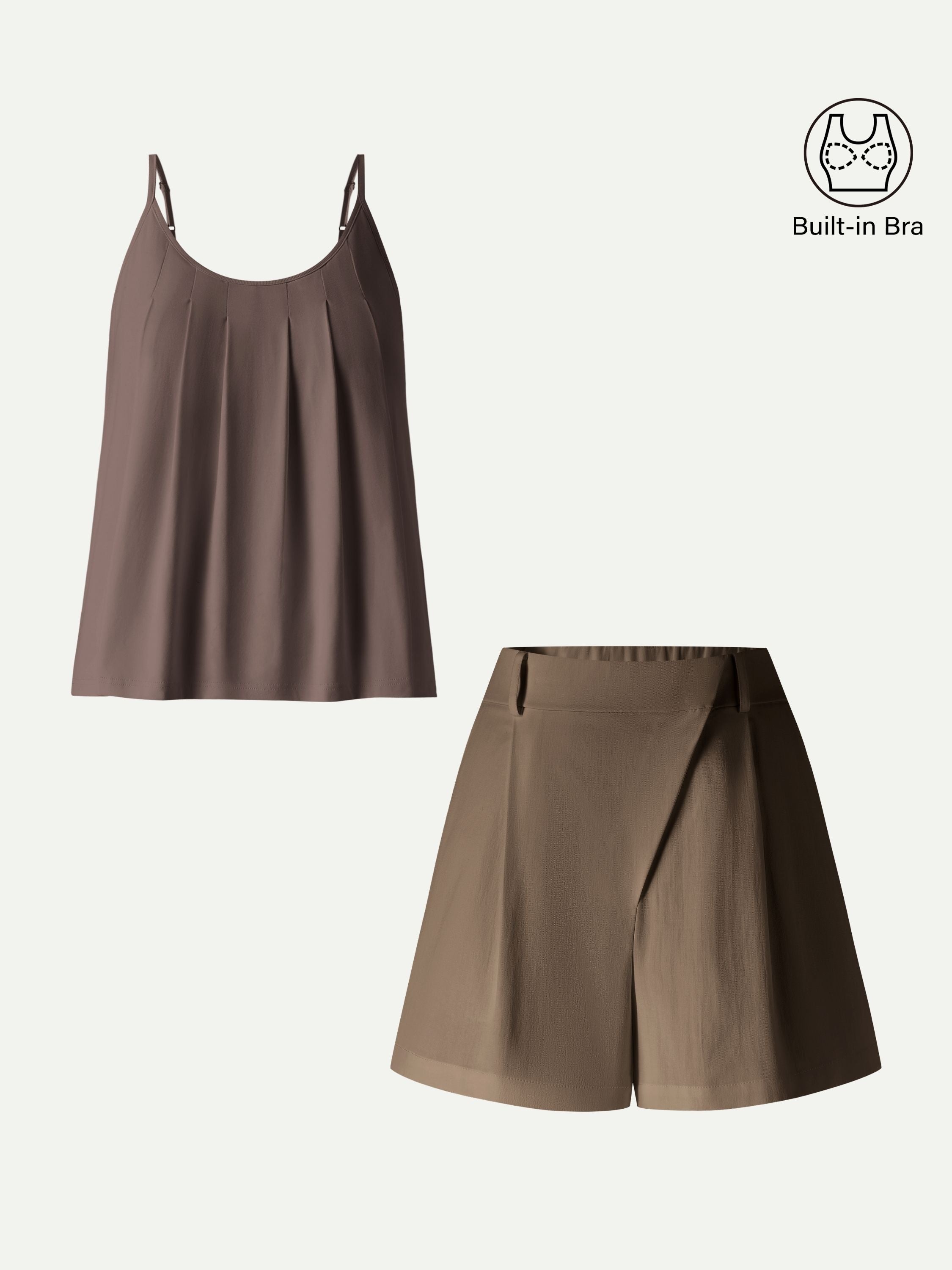 2Pcs Set Spaghetti Bra Tank & A-Line Shorts
