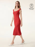 Scoop Neck Midi Low Back Bra Dress