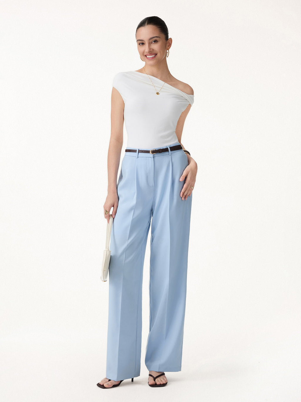 2Pcs Set Waistcoat with Pockets & Wide Leg Pant