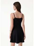 Stretch Ponte Square Neck Mini  A-Line Bra Dress with Pockets