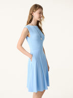 SkinKiss Boatneck Wide Shoulder Bra Dress with Pockets