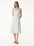 Stretch Cotton Polka Dot Square Neck Midi Bra Dress with Pockets Limited Edition