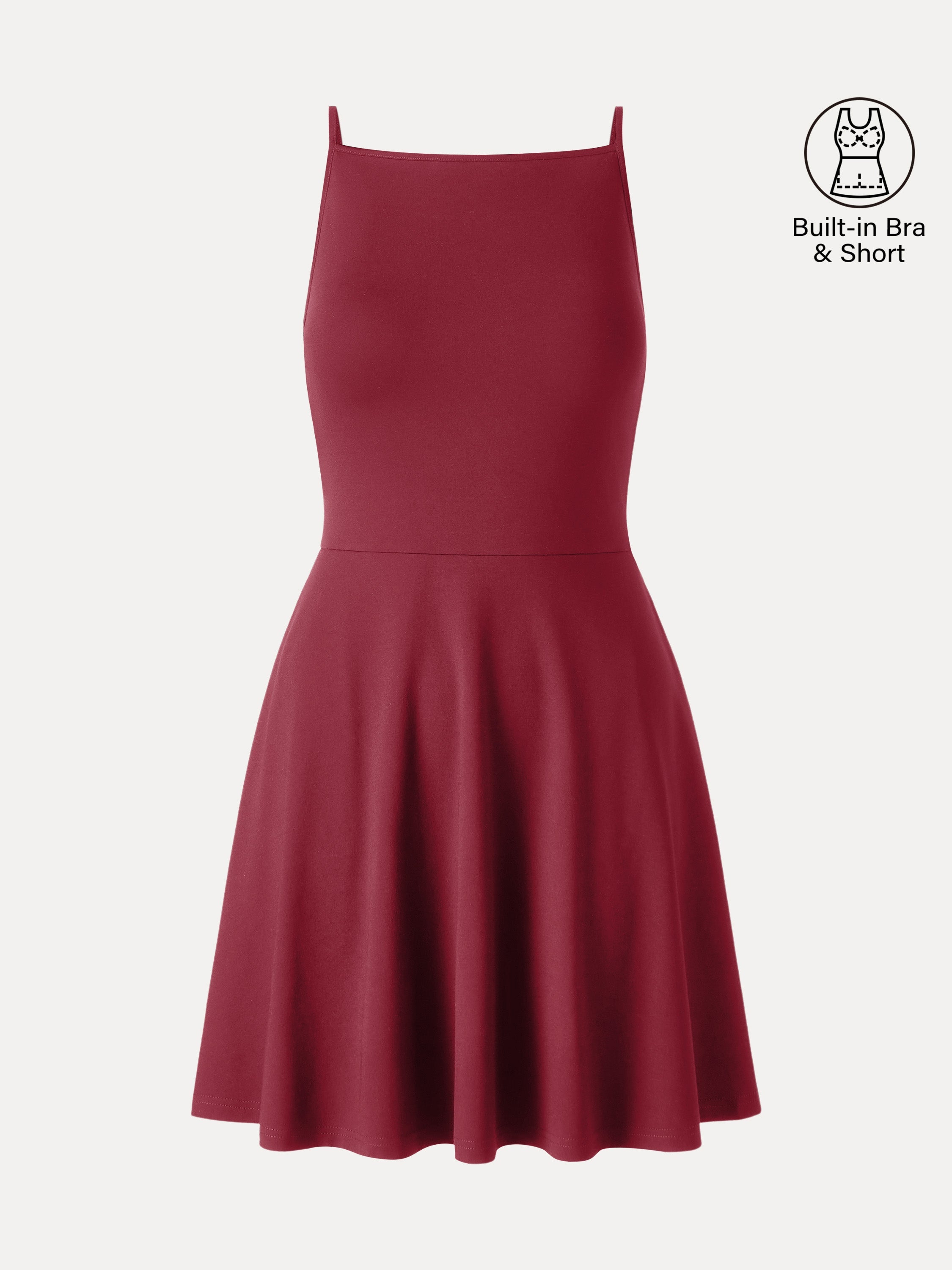 Stretch Ponte Square Neck Mini  A-Line Bra Dress with Pockets