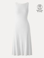 Classy Boatneck Open Back Bandless Midi Bra Dress