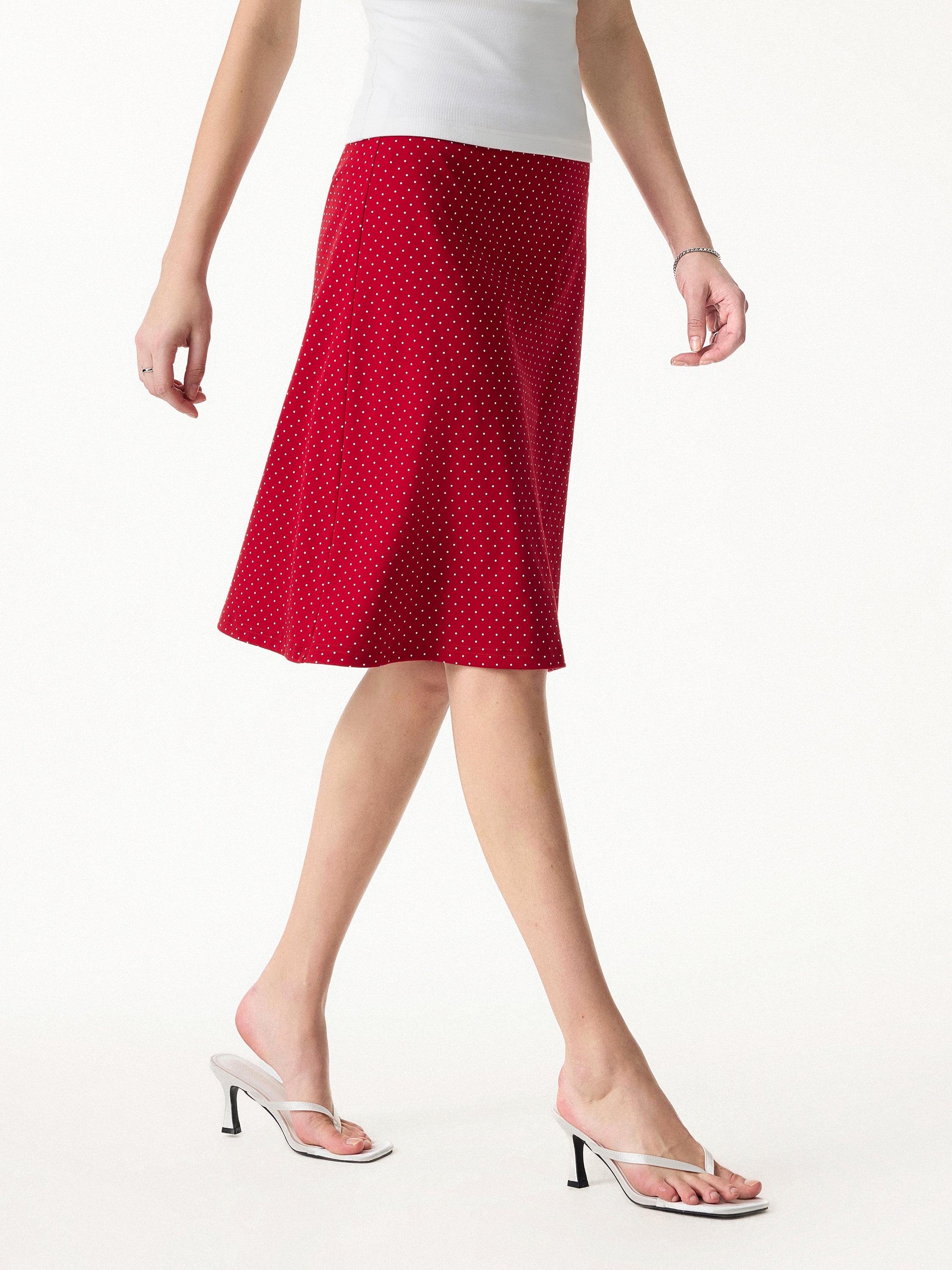 2Pcs Set Polka Dot Boatneck Bra Top & A-Line Flare Skirt Limited Edition