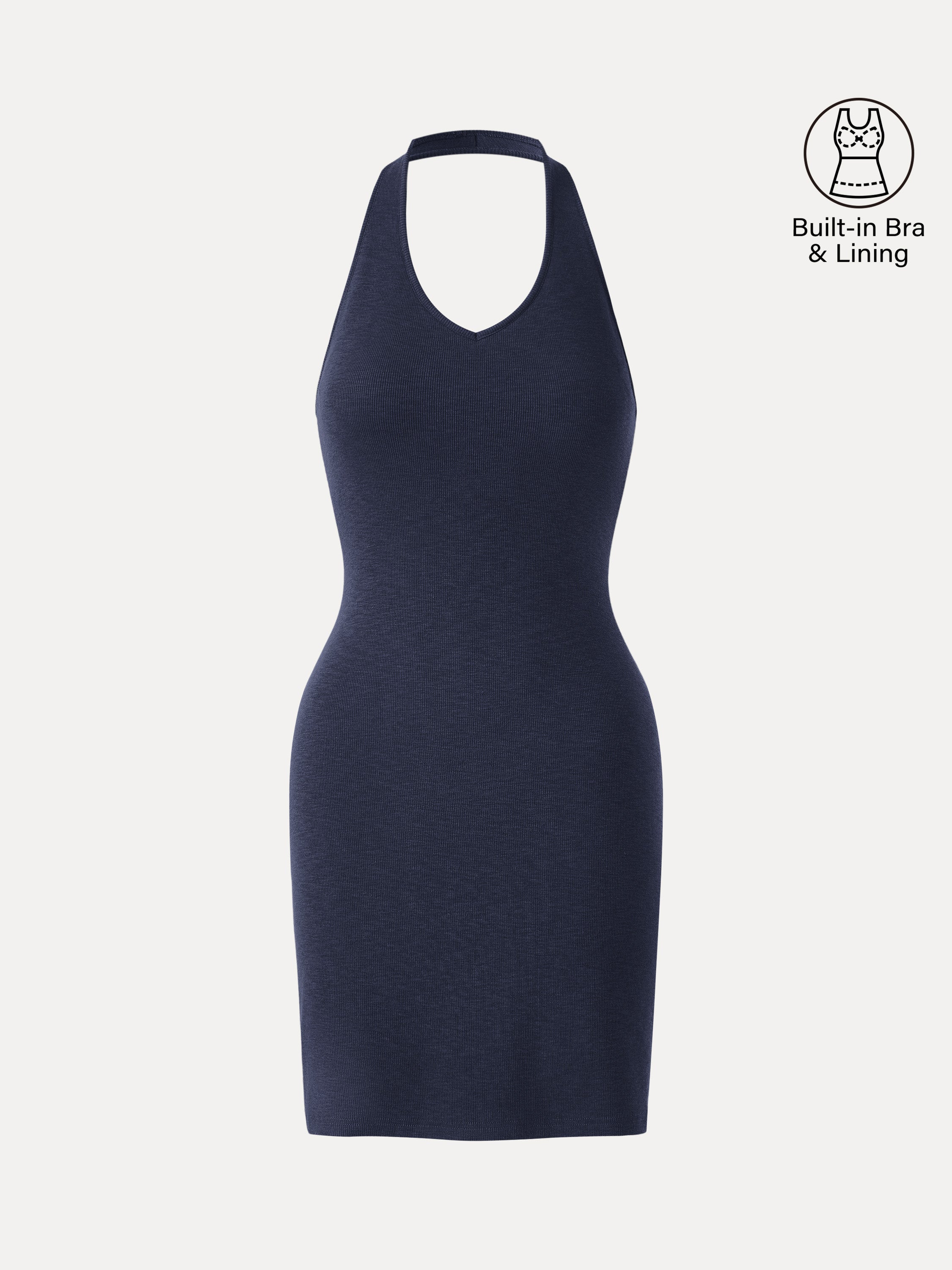 Classic Halter Neck Opend Back Mini Bra Dress