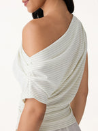 2Pcs Set Asymmetrical Neck Ruched Top & Circle Flare Pull-On Skort