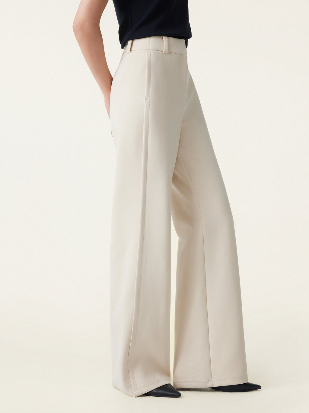 2Pcs Set Boatneck Angled Tee & Mid Rise Wide Leg Trousers