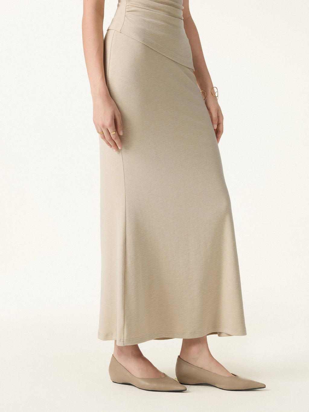 2Pcs Set Cap Sleeve Asymmetrical Bra Top & Mermaid Flare Maxi Skirt