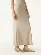 2Pcs Set Cap Sleeve Asymmetrical Bra Top & Mermaid Flare Maxi Skirt