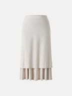 2Pcs Set Cowl Neck Ruched Bra Top & Side Ruched A-line Midi Skirt