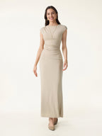 2Pcs Set Cap Sleeve Asymmetrical Bra Top & Mermaid Flare Maxi Skirt