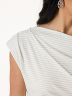 2Pcs Set Asymmetrical Neck Ruched Top & Circle Flare Pull-On Skort
